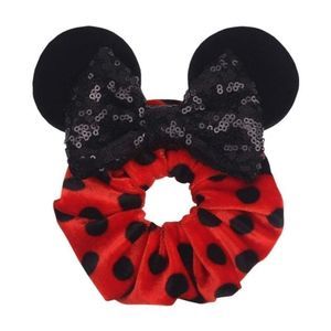NEW Black Mouse Ears with Black Bow Scrunchie